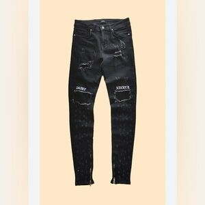 Jaffary Studios Distressed Saint Sinner Skinny Jeans Destroyed Grunge Punk Sz 30